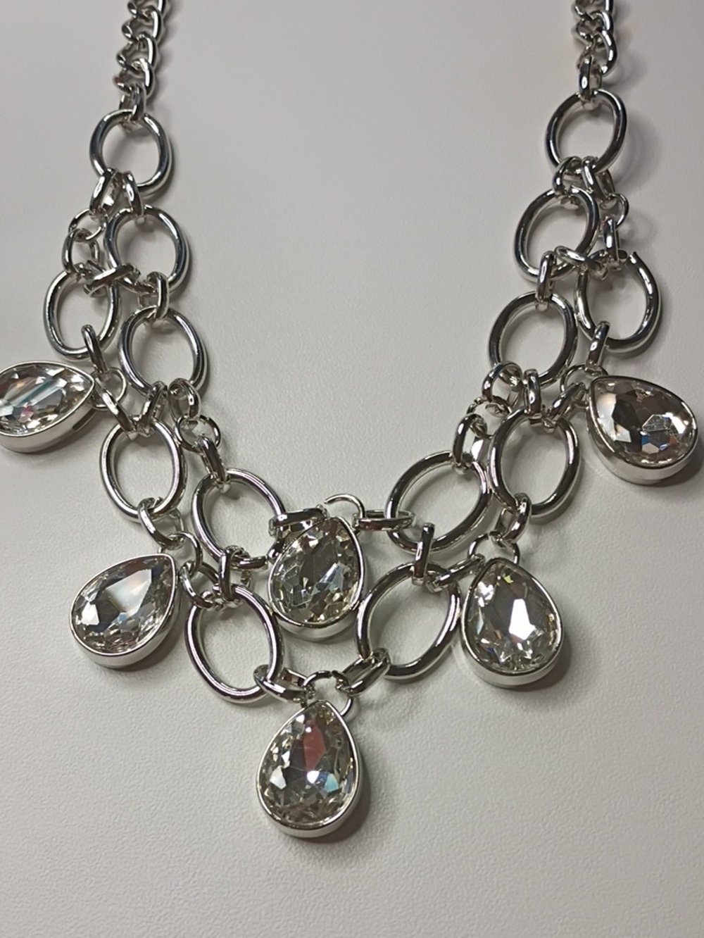 paparazzi Silver Teardrop Crystal Necklace